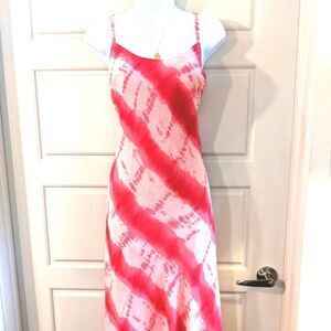 Vintage Banana Republic 100% Silk Midi Tie Dye Slip Dress